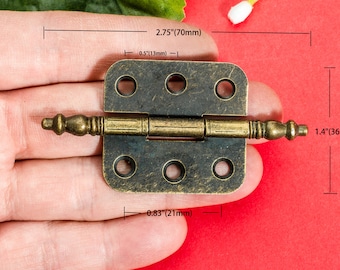 4 Retro Flat Hinges - Gemel Joint Section Degree Box 6 Holes Royal Antique Bronze Color - 2.75" (70mm) - sh141