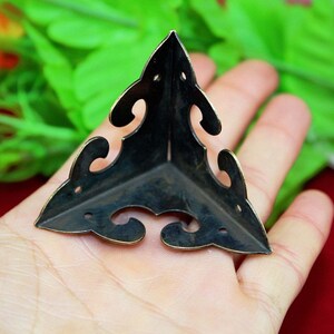 4 Gunmetal Brass Corner Caps Vintage Chinese Furniture Cover Warp Decoration Bracket Chest 4 Side Protect 1.7745mm c161 image 3