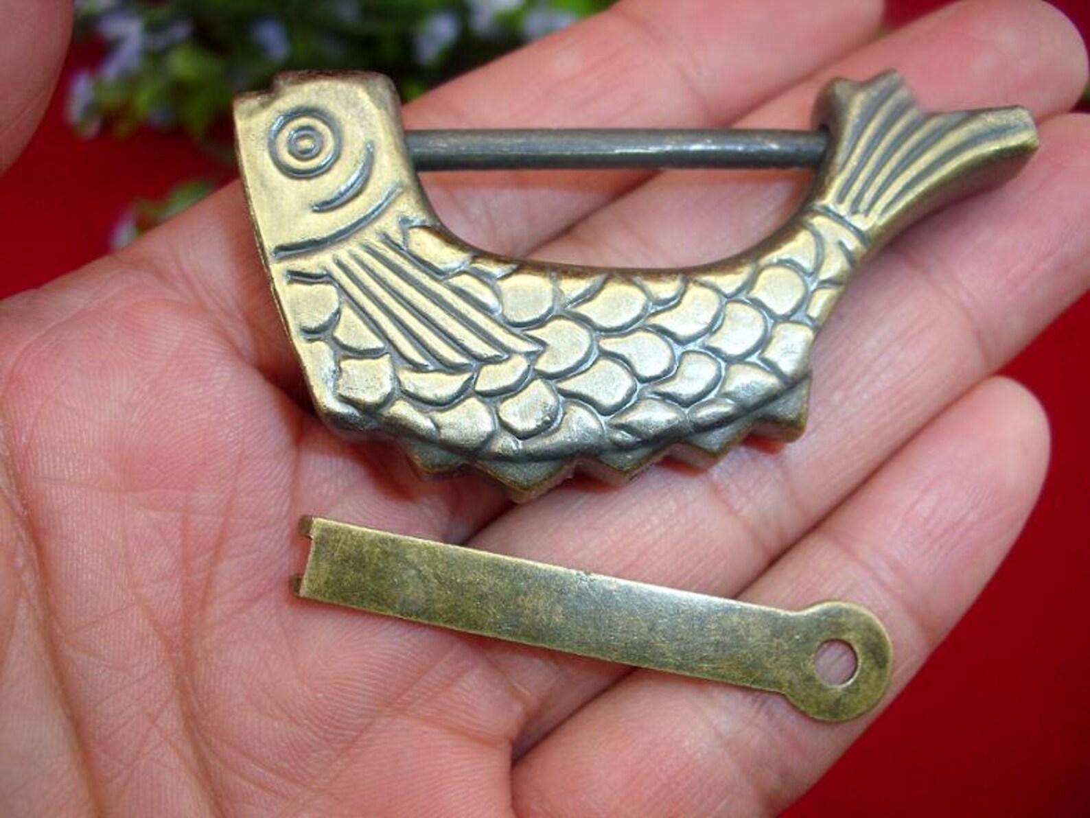 Old Chinese Lock Small Fish Metal Classical Vintage Jewelry Etsy