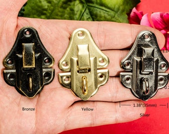 4 Ancient Box Catch - Iron Hasp Box Lock Latch Suitcase Buckle Clasp - Three Color 1 1/3"(35mmx48mm) - h156