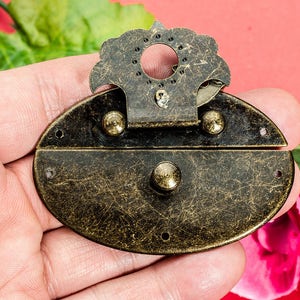 Chest Oval Hasp Restoring Ancient Bronze Metal Lock Catch Buckle Clasp 2 1/2x1 1/4 64x32mm h94 image 2