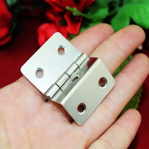 6 Right Angle Hinges - Silver Color Three-ply Butt Iron Hinges Wooden Box Chest Gemel Polished Finish – 1 1/5”(30mm) - wp4