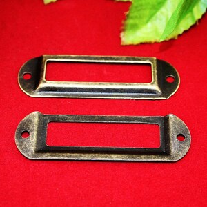 5 or 20 Name Frames Holders Vintage Metal Tags, Drawer Gift Box Tag, Card Label Deco Label 2.75x0.8270x21mm l32 image 2