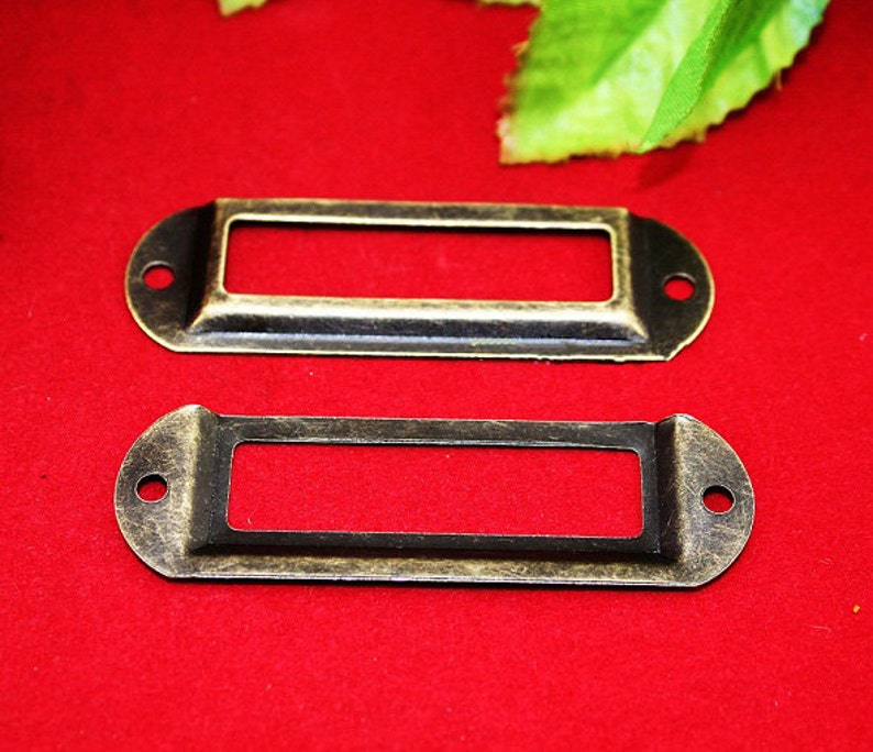 5 or 20 Name Frames Holders Vintage Metal Tags, Drawer Gift Box Tag, Card Label Deco Label 2.75x0.8270x21mm l32 image 2