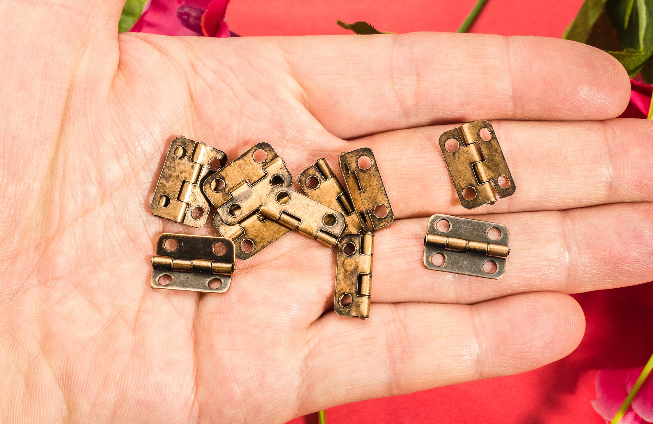 10 or 50 Antique Small Hinges Red Bronze Iron Box Gemel Etsy