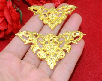 8 Alloy Triangle Trims - Yellow Protection Accent Bracket Box Decor Finish - Two Size 1.3"/1.8" (33mm/46mm) - fc43