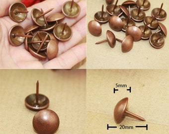 50 Head Domed Tacks – Retro Red Bronze Iron Finish Decorative Nails Round Pins Furniture Wood Craft DIY- 0.63"(16x20mm) – n99