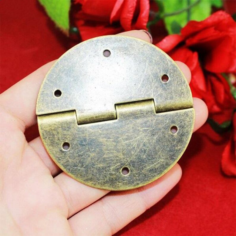 4 Round Chinese Hinges Retro Iron Geme Box Chest 6 Hole Etsy