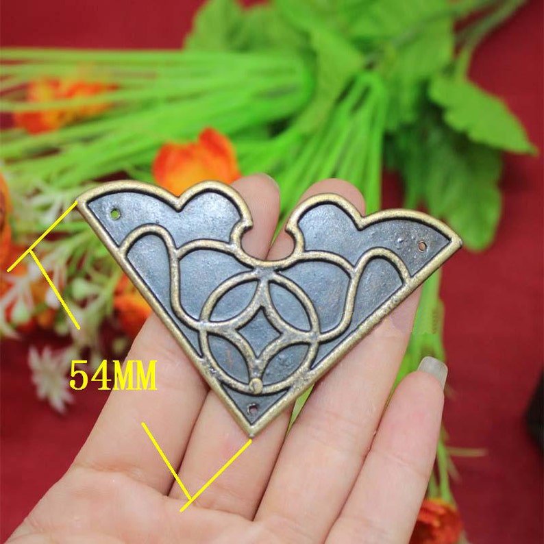 4 Trim Triangle Protection Corners Classical Vintage Metal Accent Decor Woodwork Bracket Finish 2.154mm fc14 image 4