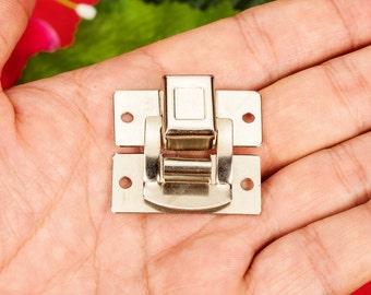 4 weiße Koffer Riegel - Duckbilled Hasp Metall Lock fangen Verriegelungen für Geschenk Box Bag Schnalle Verschluss - 1 1/3"(34x30mm) - h19