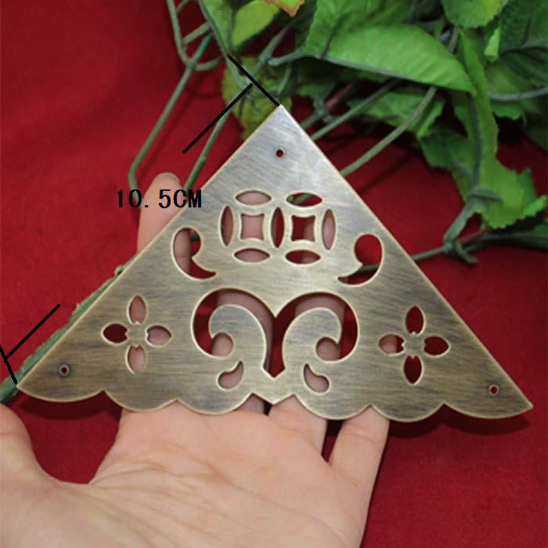 Pair of Triangle Brass Corners Furniture Bracket Large Trim Etsy