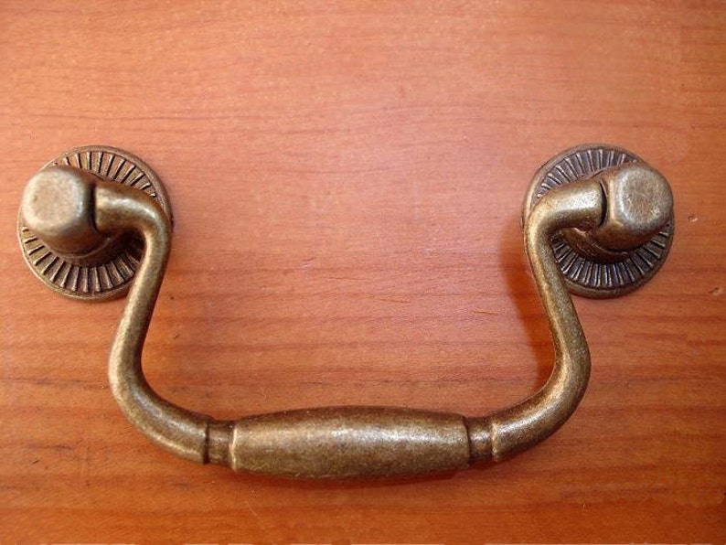 Metal Bronze Drop Pulls Classic Bureau Knobs Furniture Etsy