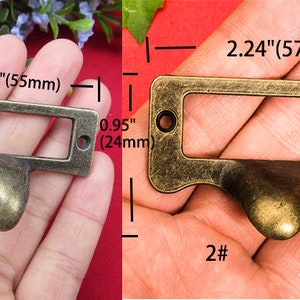 4 Small Tags Pulls - Vintage Metal Nose Drawer Pulls, Card  Handle Label Frames - 2.16"/2.24"(55/57mm) - l45