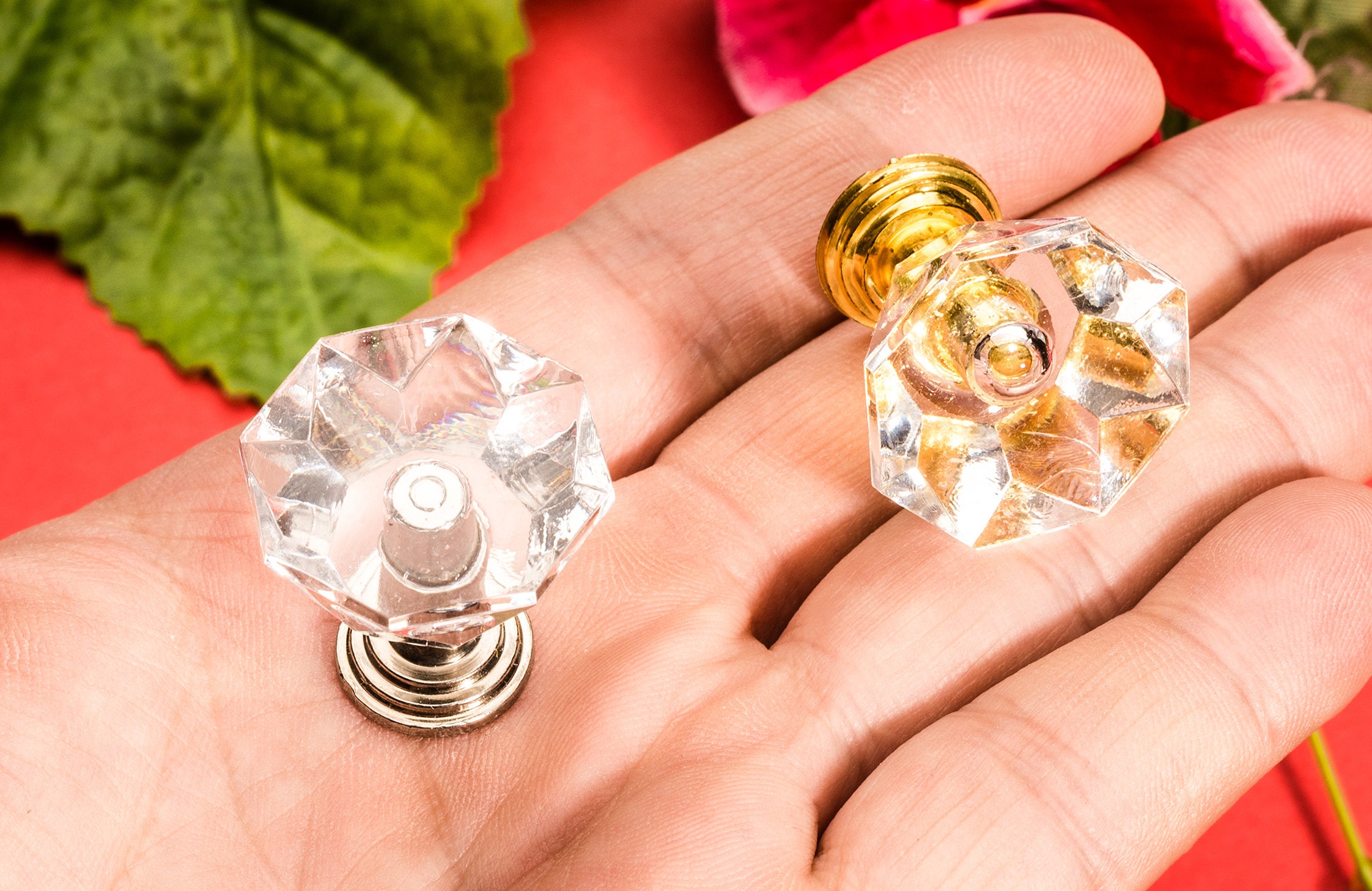 8 Transparent Small Knobs Single Hole Acrylic Crystal Etsy