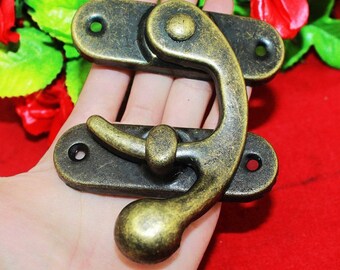 Retro-Swing Hasp – Bronze Recht Ox Horn hohle Riegel aus Holz Box ausblenden Schnalle Verschluss – 3.3"x4"(85mmx101mm) – h204