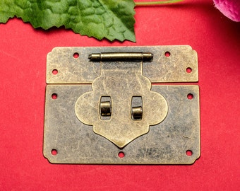 Vintage Square scharfe Hasp - Metall Lock fangen Holz Brust Verriegelungen für hölzerne Box Koffer Schnalle Tasche Spange Hardware - 3"x2.3"(77x60mm) - h45