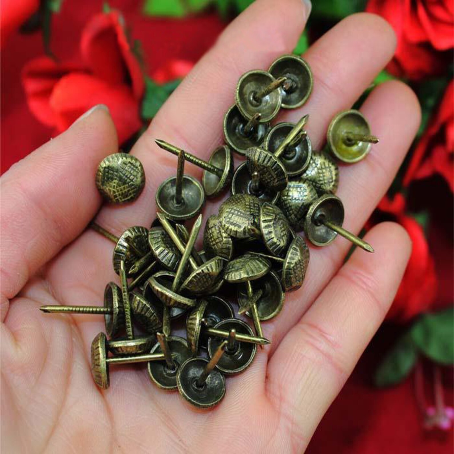 50 Tortoise Texture Brads Tacks Iron Nail Vintage Round Etsy