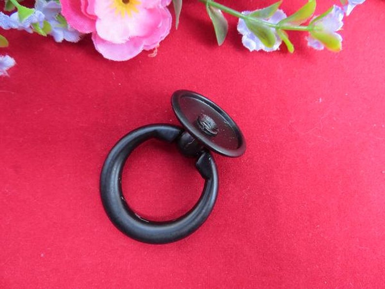 1 or 8 Black Metal Circular Knobs Drawer Oil Knob Ring Pulls, Bureau Decorative Wooden Box Handle 1 1/3x1 4/534mmX47mm k23 image 5