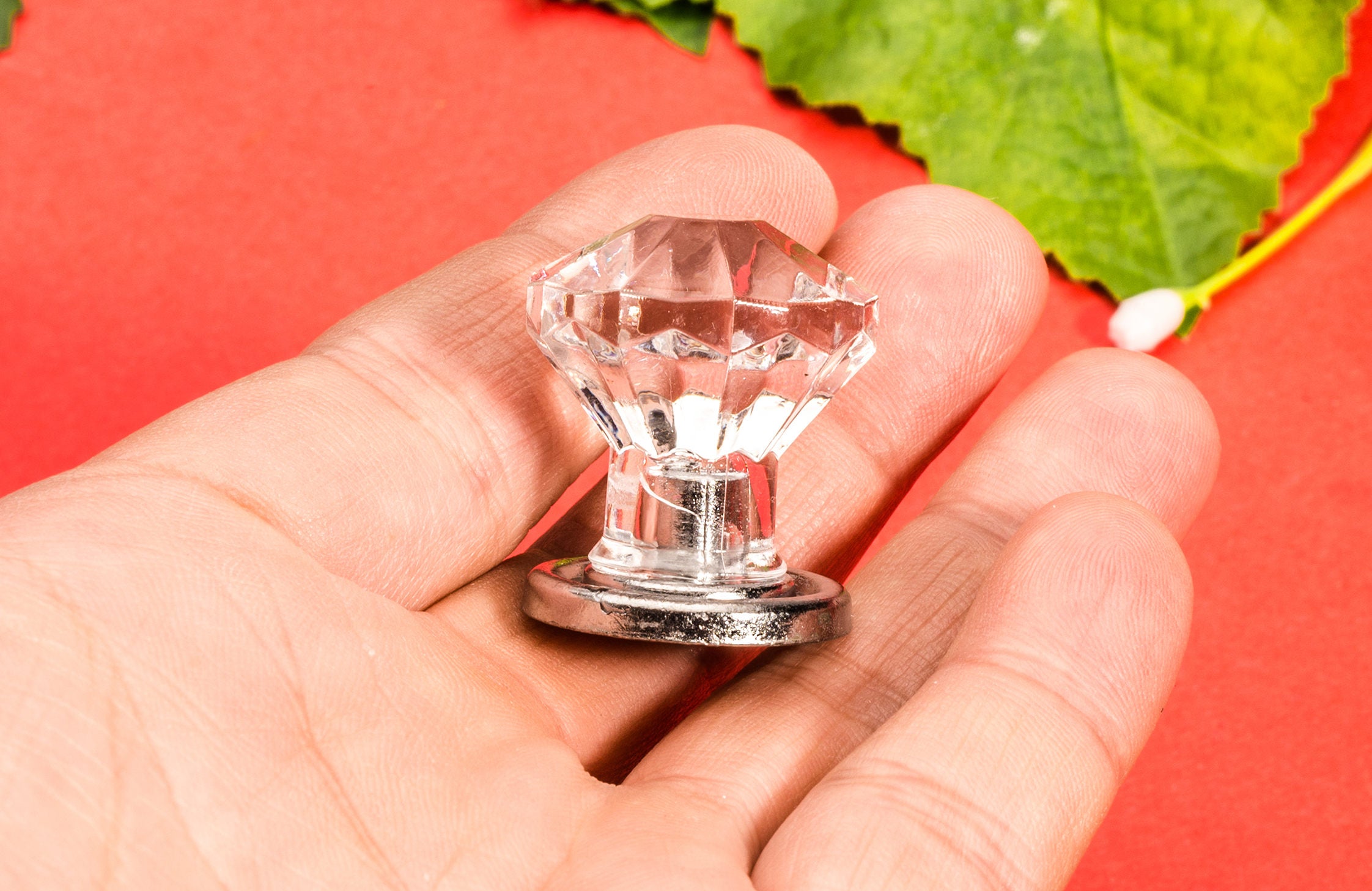 4 Silver Bed Knobs Transparent Acrylic Single Hole Crystal Etsy