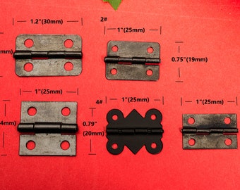 20 Black Iron Blinds - Gift Box Flat Hinges  Flap Archaize Gemel - 1.2"/1"(30mm/25mm) - sh236