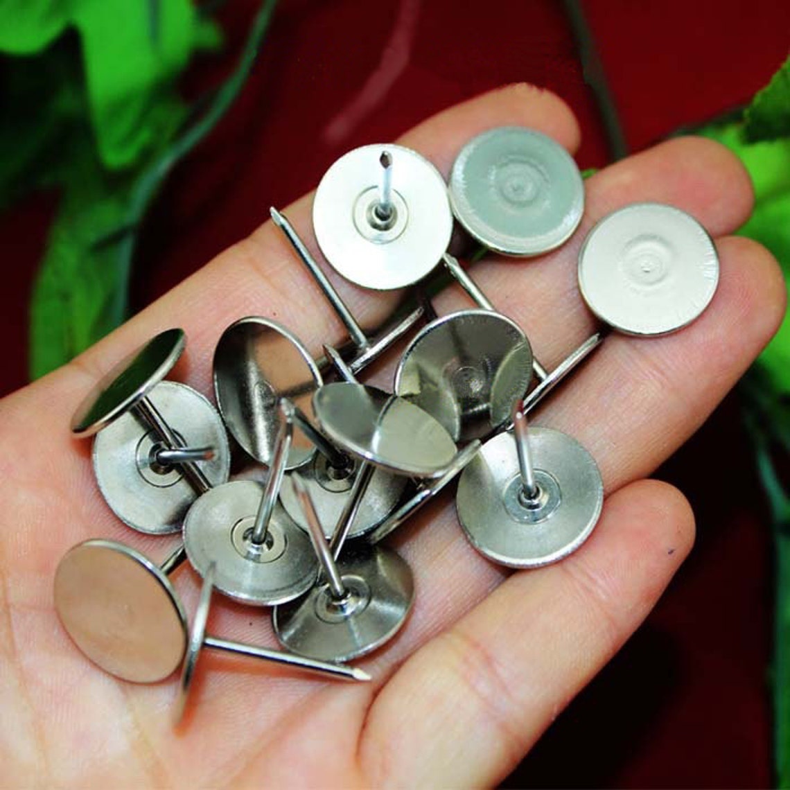 50 500PCS Flat Head Tacks Round Nickel Color Plain Metal | Etsy