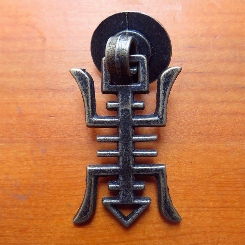 2 Vintage Old Style Pulls Chinese Character Metal Knobs Etsy