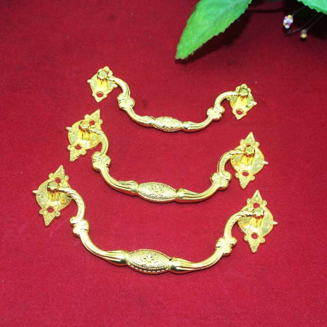 Classic Metal Golden Pulls Bureau Knobs Furniture Drawer Etsy