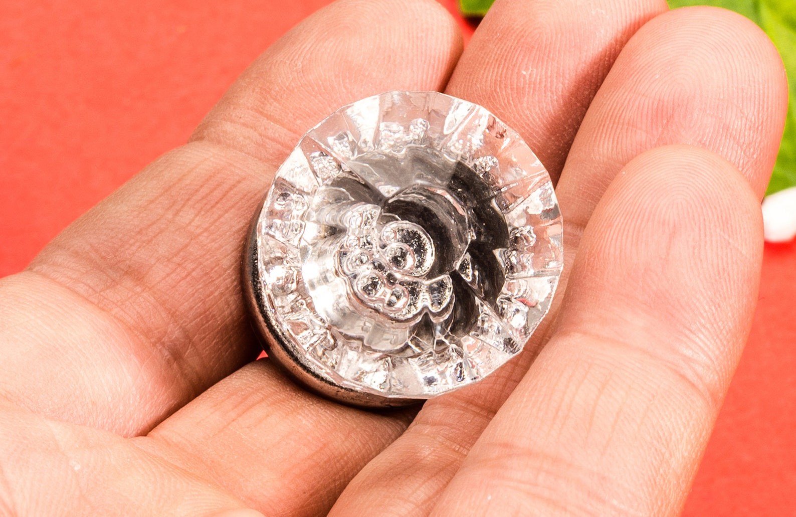 4 Silver Bed Knobs Transparent Acrylic Single Hole Crystal Etsy