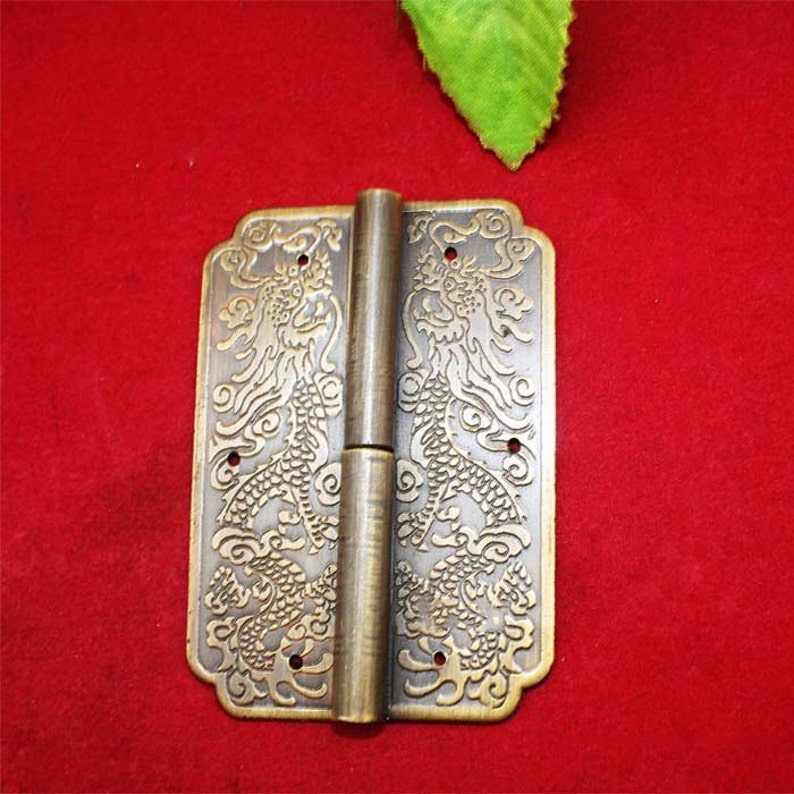 Pair of Vintage Chinese Dragon Hinges Brass Old Yellow Etsy