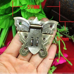 Butterfly Shape Hasp Ancient Gift Box Lock Catch Latches Wooden Box Leather Suitcase Buckle Clasp 2.359x50mm h69 image 3