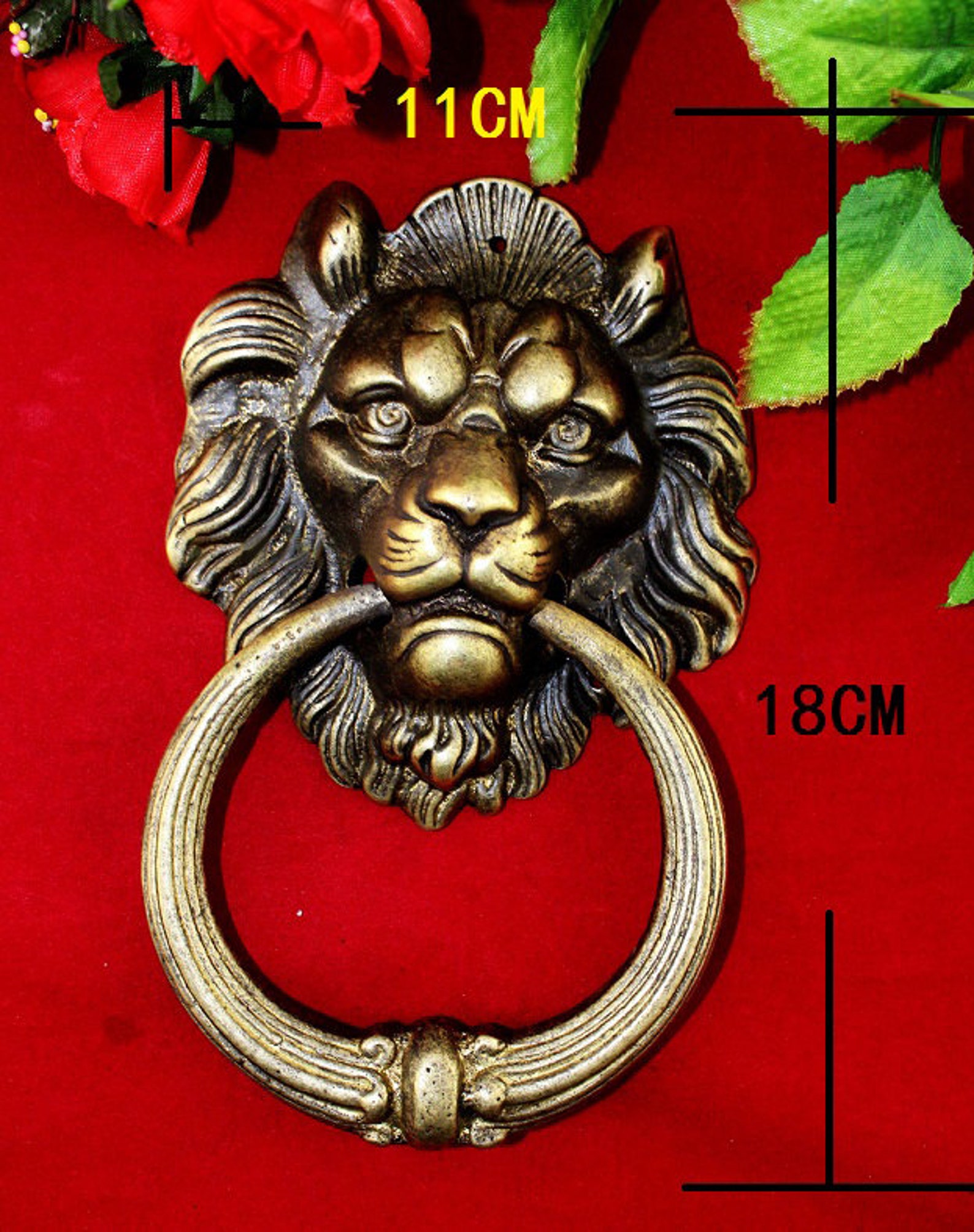 Lion Head Large Knobs Royal Vintage Bronze Ring Brass Door Etsy UK