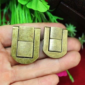 2 Bronze Square Latchs Vintage Lock Catch Latches Cases Wooden Box Decor Buckle Brand Clasp Hardware 0.78/125/30mm h133 image 1