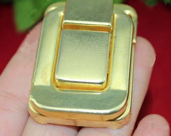 4 gelbe flache Hasps - Vintage Geschenk Box Metall Schloss fangen Verriegelungen für Leder Tasche Koffer Schnalle Box Verschluss - 1.3"x1.89"(33x48mm) - h52