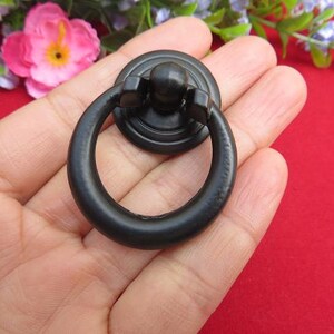 1 or 8 Black Metal Circular Knobs Drawer Oil Knob Ring Pulls, Bureau Decorative Wooden Box Handle 1 1/3x1 4/534mmX47mm k23 image 4