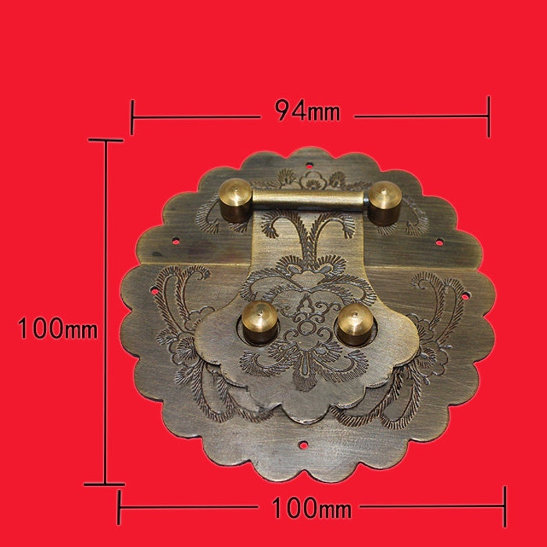 Classic Box Hasp Brass Flower Catch Latches Chest Suitcase Journals Buckle Clasp 3.94/4.710cm/12cm h160 image 1