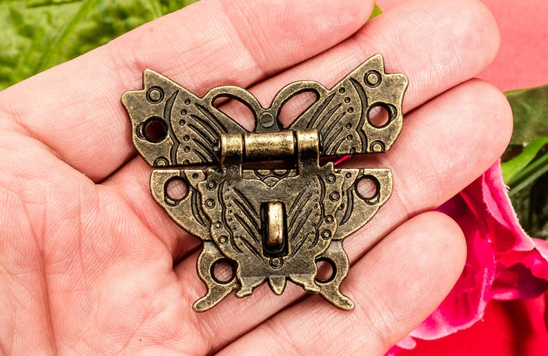 1 or 4 Ancient Butterfly Latches Bronze Hasp Metal Lock Etsy
