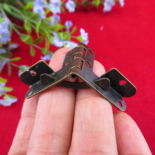 10 Vintage Support Hinges - Bronze Iron Inside Large Ear Hinges Wine Box Gemel Plane - 0.86"x1.1"(22mmx28mm) - sh90