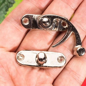 2 or 10 Silvery Oxhorn Latches Right Hook Solid Metal Hasp Leather Suitcase Buckle Clasp 1.436x41mm h231 image 3
