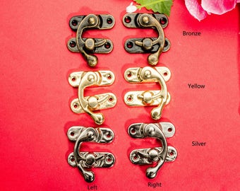 10 Oxhorn Swing Latches - Classic Hollow Hasp Lock Catch for Gift Wine Wooden Box Buckle Clasp - Three Color 1.45"(37x43mm) - h89