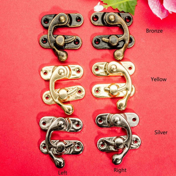 10 Oxhorn Swing Latches - Classic Hollow Hasp Lock Catch for Gift Wine Wooden Box Buckle Clasp - Three Color 1.45"(37x43mm) - h89