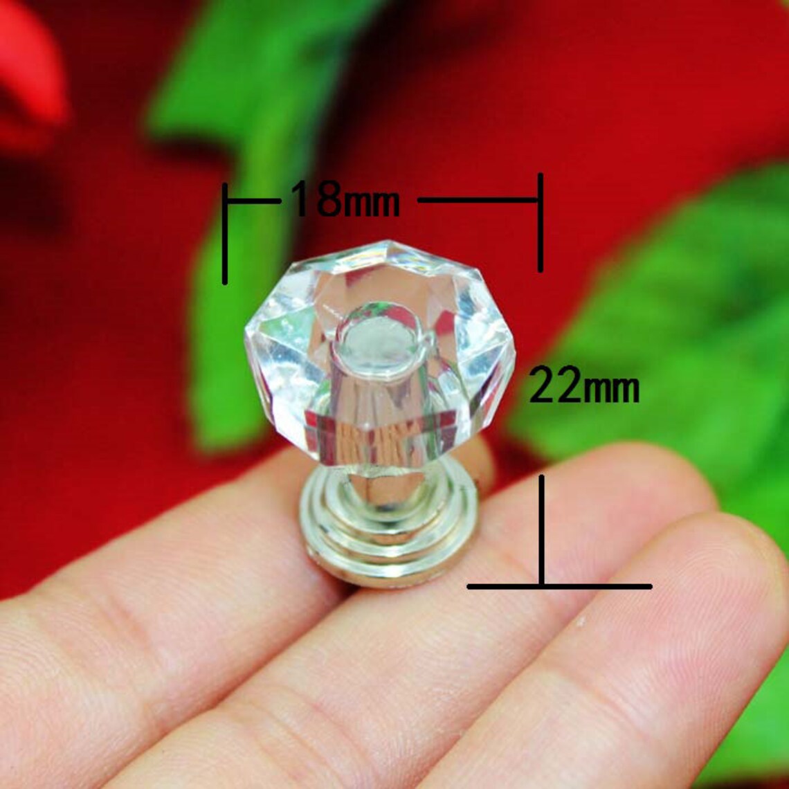 4 Diamond Head Knobs Acrylic Plastics Drawer Small Pull Etsy