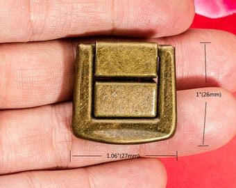 4 kleine Platz Riegel - Vintage Bronze fangen Verriegelungen Wein Box Dekor Schnalle Verschluss Hardware-1.06"x1"(27x26mm) – h100