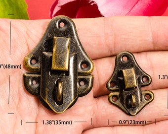 4 ancient wine box  hasps - classical metal lock catch latches for wooden box suitcase buckle- 1.37"/1.3"(50mm/33mm) - h42