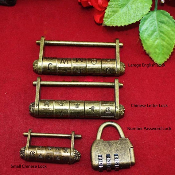 Vintage Password Lock English Chinese Number Letter Combination Metal Digit  Lock Four Style Internal 1.3/2.3633mm/60mm V3 
