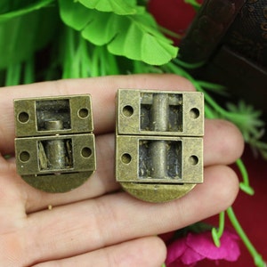 2 Bronze Square Latchs Vintage Lock Catch Latches Cases Wooden Box Decor Buckle Brand Clasp Hardware 0.78/125/30mm h133 image 3