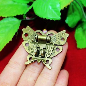 1 or 10 Vintage Butterfly Hasps Wooden Box Metal Flower Lock Catch Latches Gift Wine Box Buckle Clasp 1.77x1.4545x37mm h13 image 1