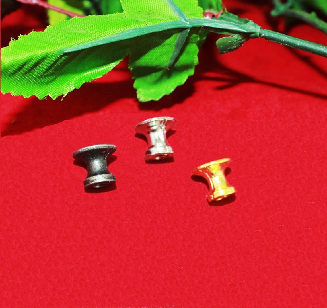 4 Button Small Knobs Vintage Metal Drawer Knob Bureau Etsy