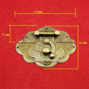 Flower Side Hasp Ancient Bronze Metal Hidden Lock Catch Chest Buckle Clasp 2 1/2x2 65mmx51mm h117 image 7