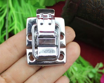 1 oder 4 weiße Riegel zu fangen - Metall Lock Vintage Geschenk Box Hasp für Leder Tasche Koffer Schnalle Verschluss - 1.18"x1.4"(30x36mm) - h37