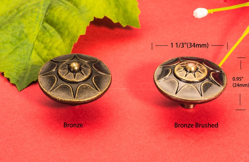 34mm Pair of Luxury Retro Knobs \u2013 Round Single Hole Bronze Brushed Alloy Drawer Pulls Bed D\u00e9corCabinet \u2013 Two Color 1 13 \u2013 k192
